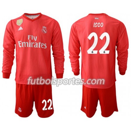 Camisetas Real Madrid Isco 22 Niño Tercera Equipacion 2018/2019 Manga Larga